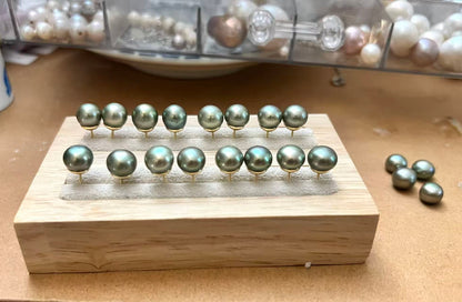 7–8mm 淡水孔雀綠珍珠耳環