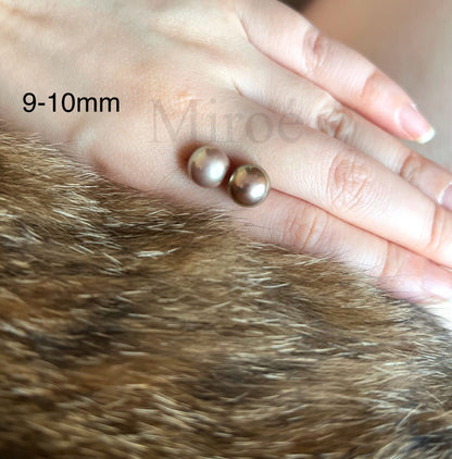 9-10mm & 10-11mm Metallic Green–Purple Pearls Earrings