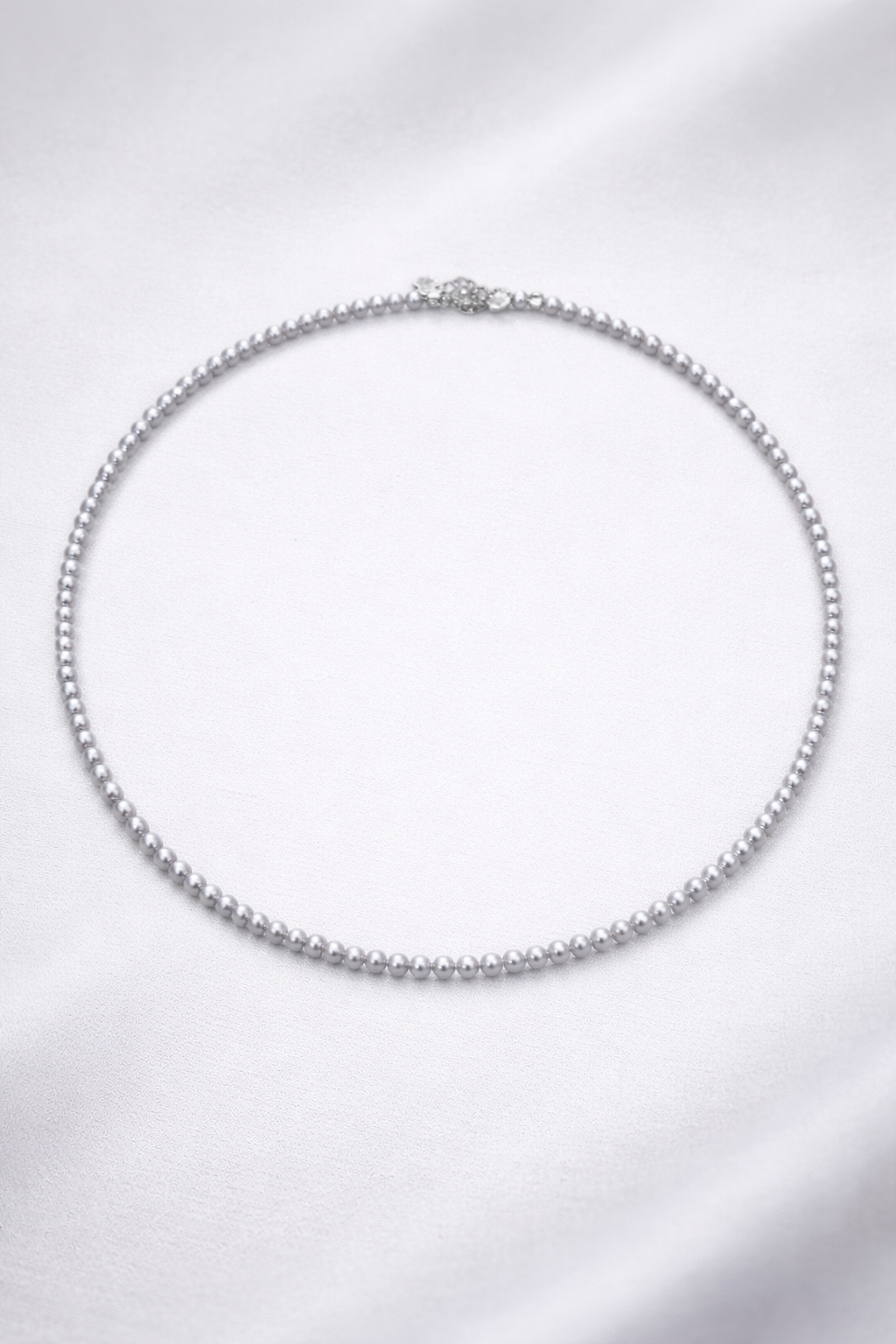 3mm 正圓灰色淡水珍珠頸鏈