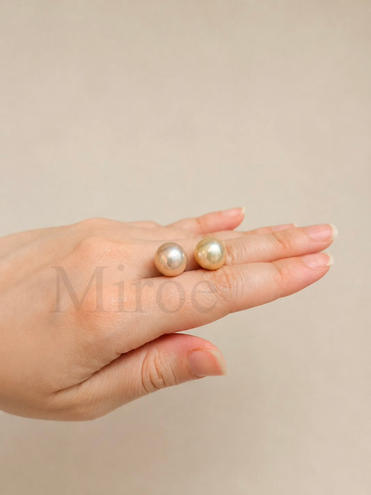 11mm High-Lustre Freshwater Champagne Overtone Pearl Stud Earrings