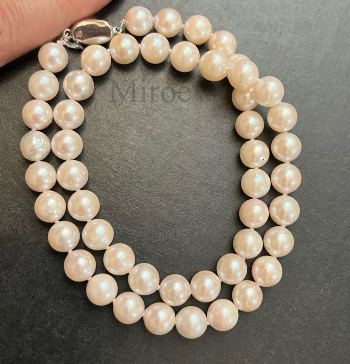 8-9mm Akoya 粉光珍珠頸鏈