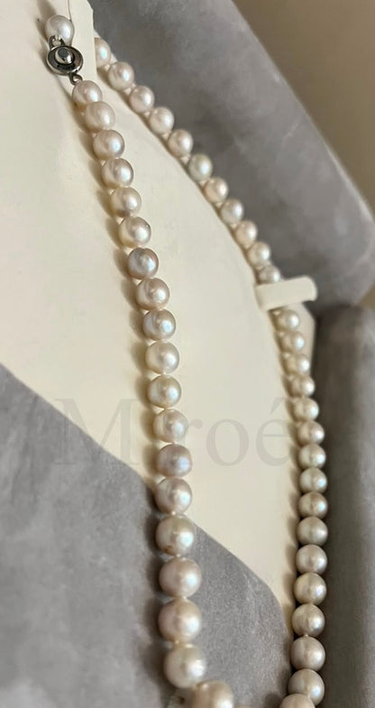 Rare Shintama Akoya Pearl Necklace | 7mm | Natural Pink-Grey Overtone | 42cm