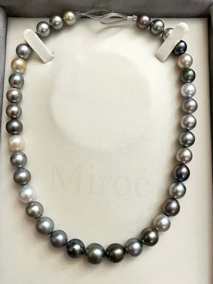 9-11mm 銀灰系混色大溪地珍珠頸鏈
