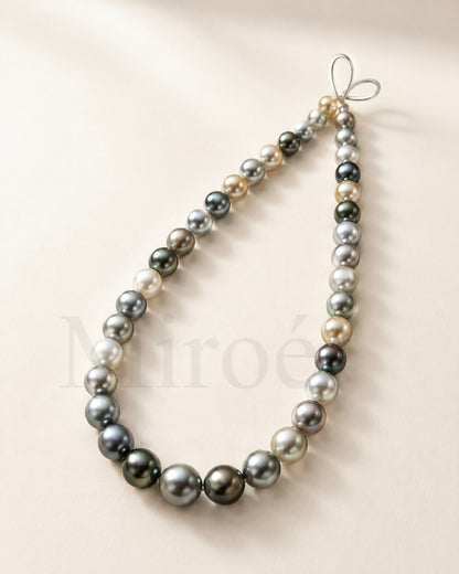 11–13mm Rare Light-Toned Tahitian Multicolour Pearl Necklace