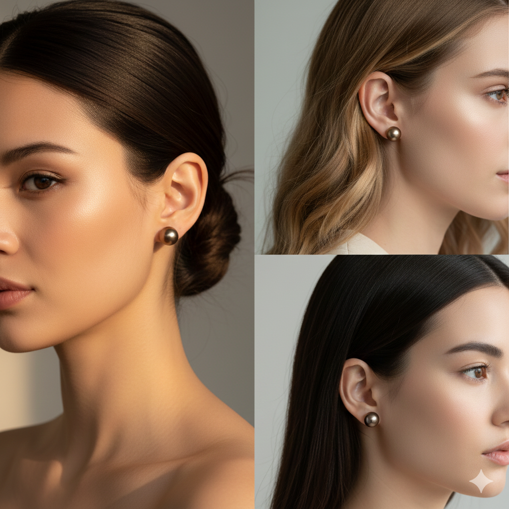 9-10mm & 10-11mm Metallic Green–Purple Pearls Earrings