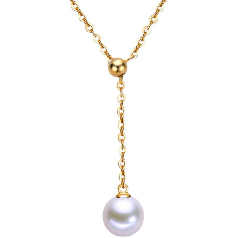 Y-Drop Design | Top-grade Freshwater White Pearl (Sayo Pearl) Necklace (9–10mm) (Pre-order)