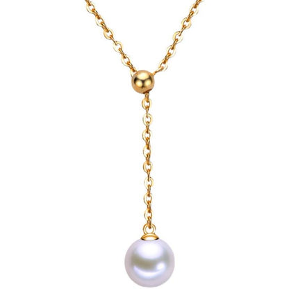 Y-Drop Design | Top-grade Freshwater White Pearl (Sayo Pearl) Necklace (9–10mm) (Pre-order)