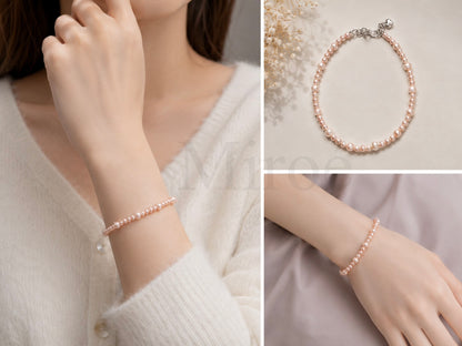 3-5mm 淡粉色珍珠手鏈 Soft Pink Pearl Bracelet