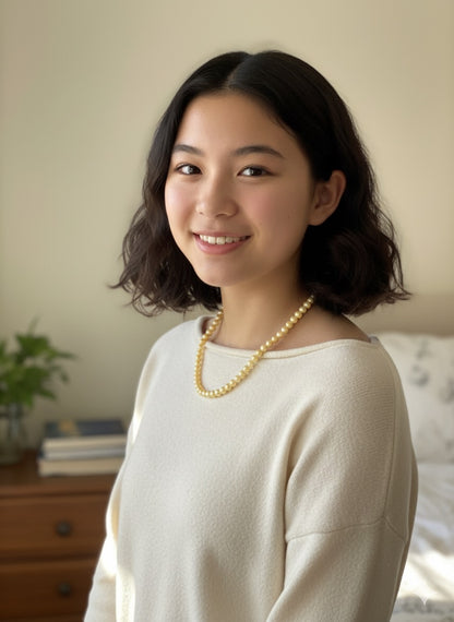 5.5-6mm Japanese Akoya "Feather Gold" Seawater Pearl Necklace