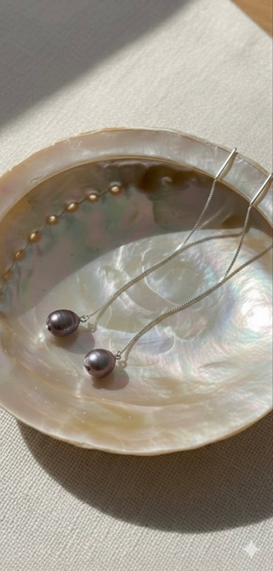 ✨ 7mm Premium Teardrop Pearl Threader Earrings｜18K / S925 (Made to You)