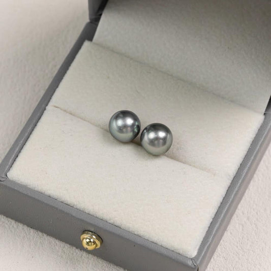 9-10mm Platinum Grey Tone Tahitian Pearl Earrings