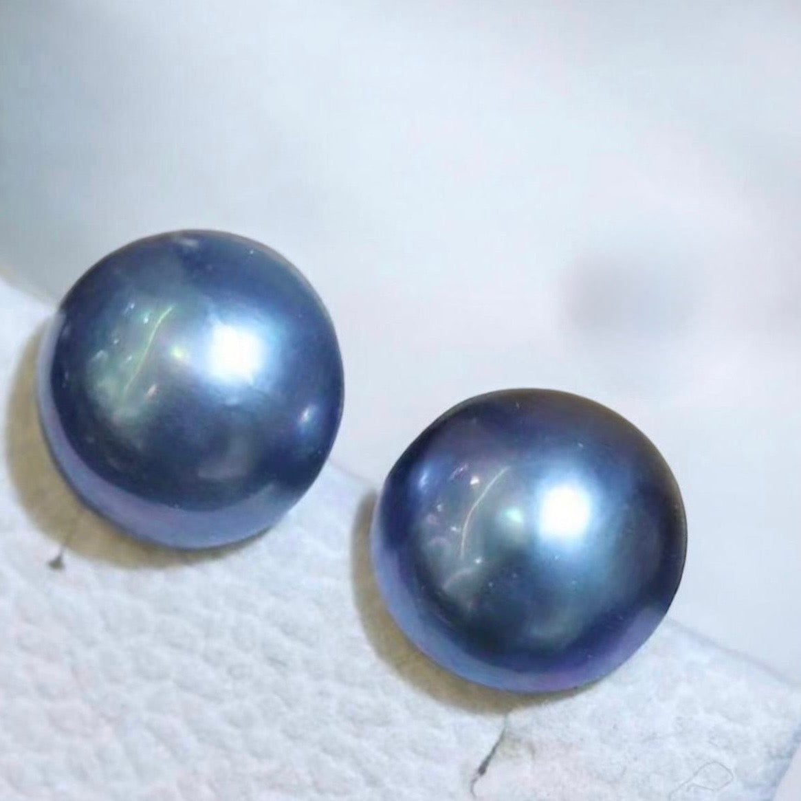13–16mm Deep Blue Japan Amami Mabe Pearl Earrings