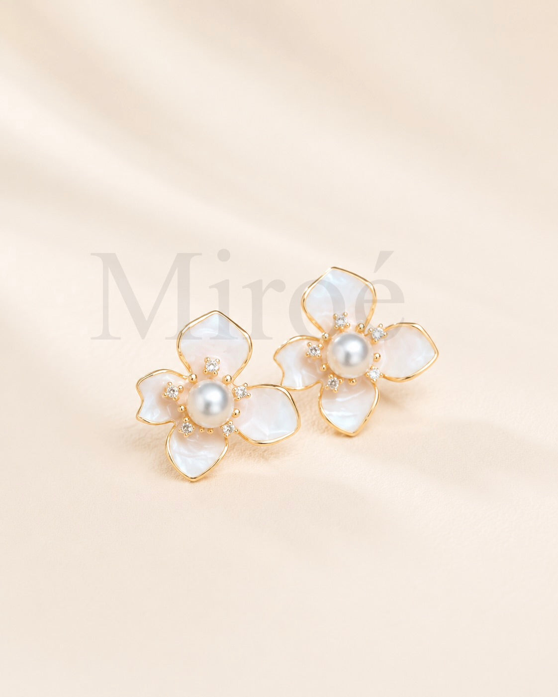 4–5mm Aurora Freshwater Pearl Flower Earrings