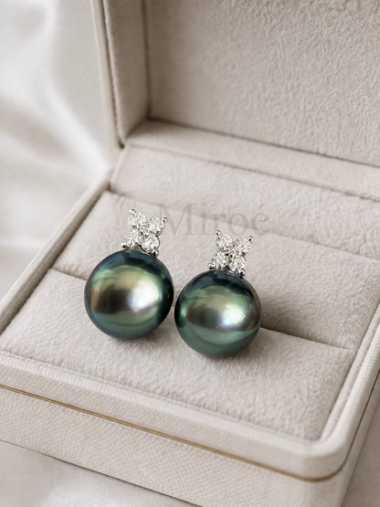 Lucky Clover | 10-10.5mm Tahitian Peacock Pearl Earrings (Made to You)