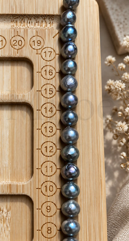 8mm Japanese Baroque Madama Pearl Necklace | Silver Grey