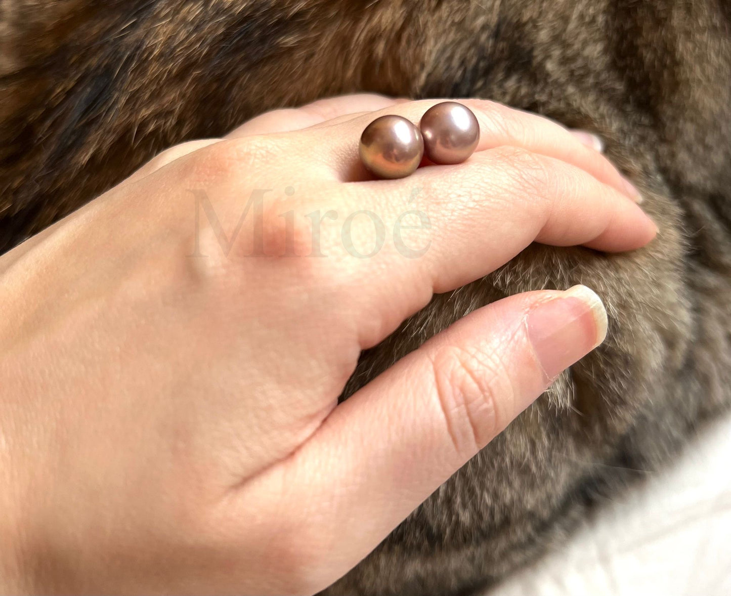 9-10mm & 10-11mm Metallic Green–Purple Pearls Earrings