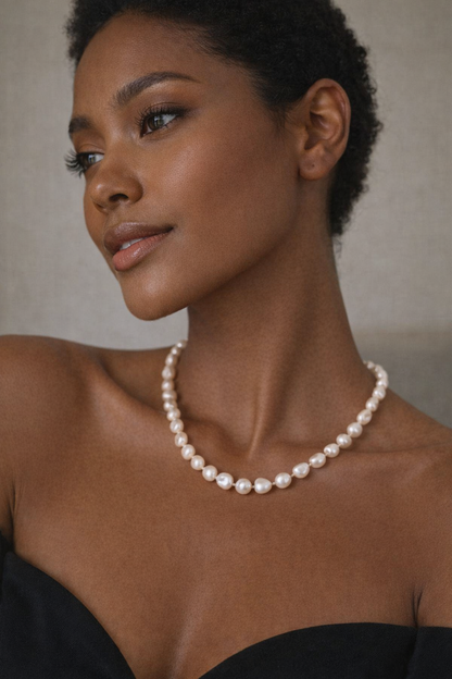 8-9mm Japanese Akoya Seawater Pearl Necklace - Teardrop Pearls (Made to order)