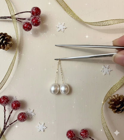 3-4mm 澳白珍珠配18K金耳綫 (專屬訂制系列)