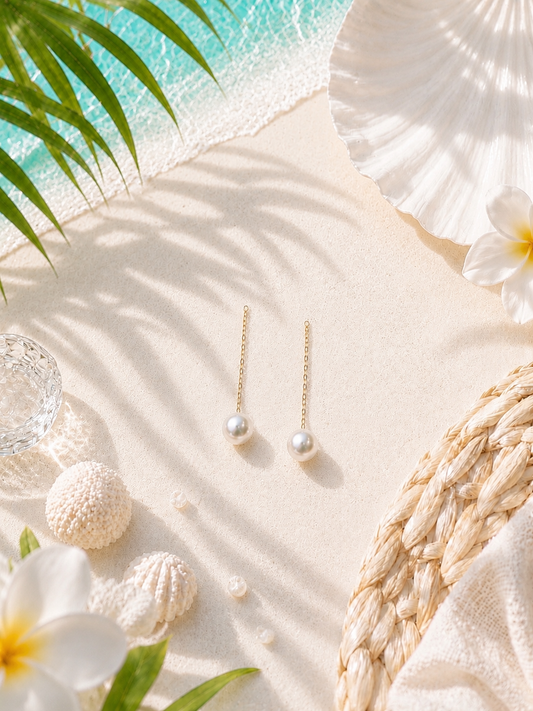 Removable Pearl Charm｜18K Gold Hook Earrings