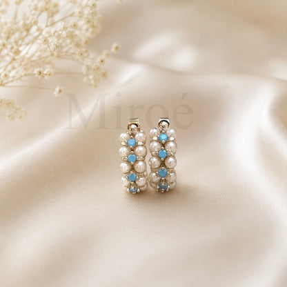 Aurora Round Freshwater Pearl Hoop Earrings