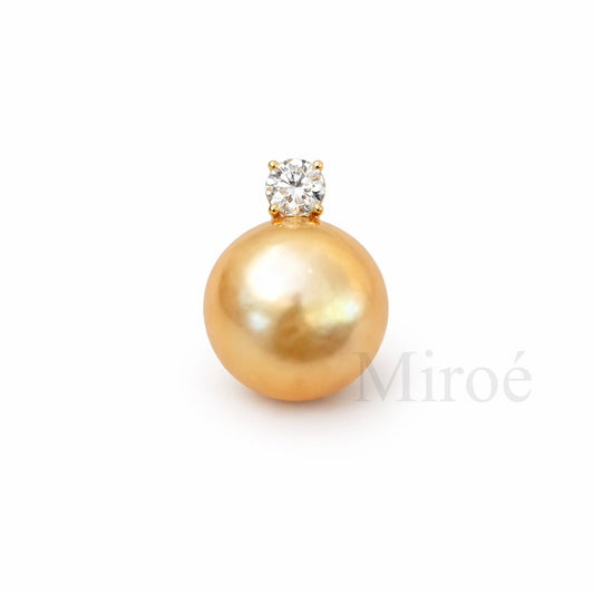 S925 Empress Freshwater Pearl Pendant | 10.6mm Round | Peach-Pink Luster