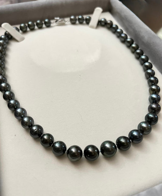 8-10mm  Peacock Green Tahitian Pearl Necklace