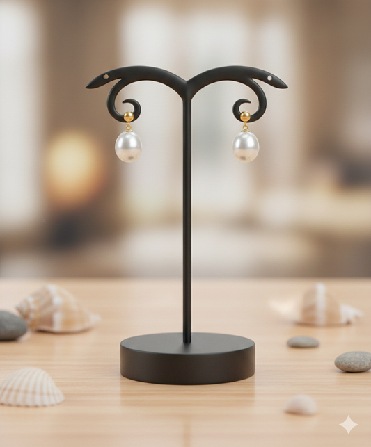 4mm Ball-drop Stud with 13mm Pearls Earrings (Made to you)