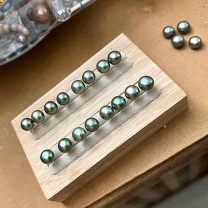 7–8mm 淡水孔雀綠珍珠耳環