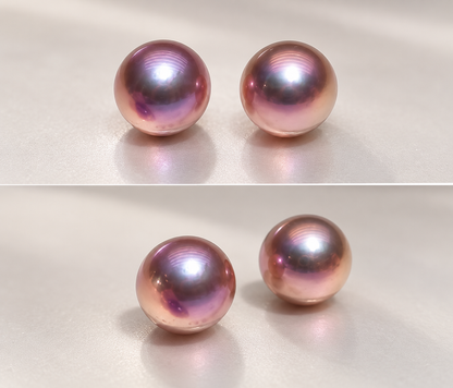 13.8mm Premium Iridescent Freshwater Pearl Stud Earrings | One Pair Only