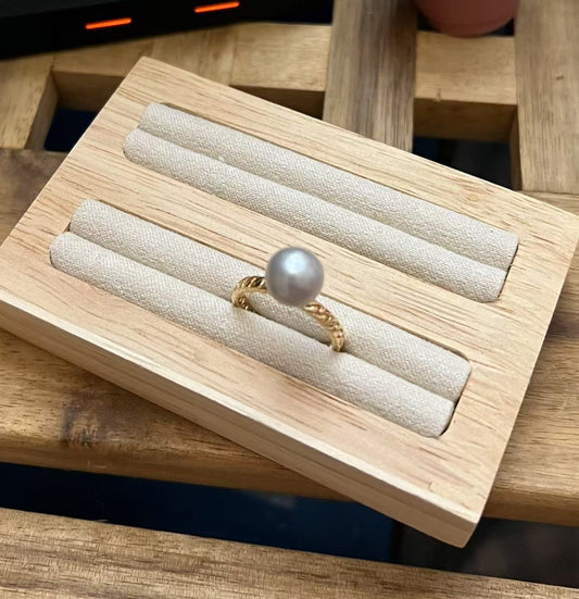 9mm Platinum Grey Freshwater Pearl Ring