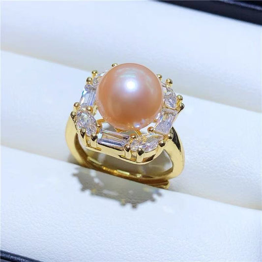 8mm /  11.4mm Orange Freshwater Natural Pearl Series Rings