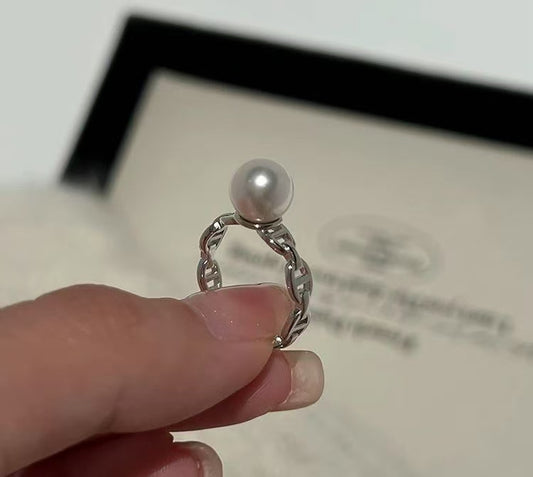 8.5mm Pink Luster Freshwater Pearl Ring