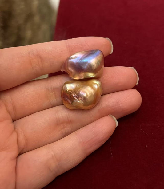 20–21mm Baroque Metallic-Luster Stone Earrings