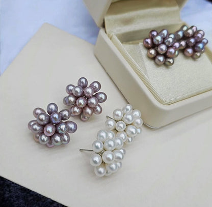 French Romantic Freshwater Pearl Floral Earrings